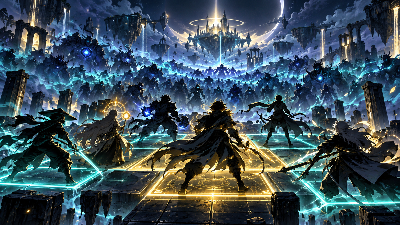 Original fantasy wave-defense illustration for Anime Mysterious